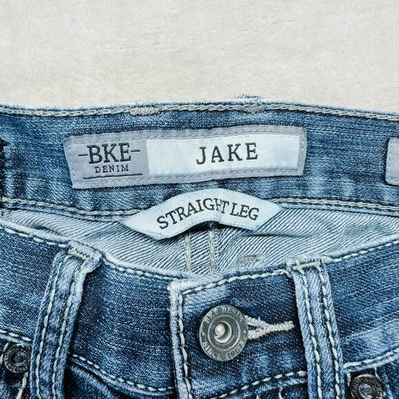 BKE Jeans Men 30L (30x31) Jake Straight Leg Medium Wash Preppy Y2K Stretch Denim - Picture 5 of 15